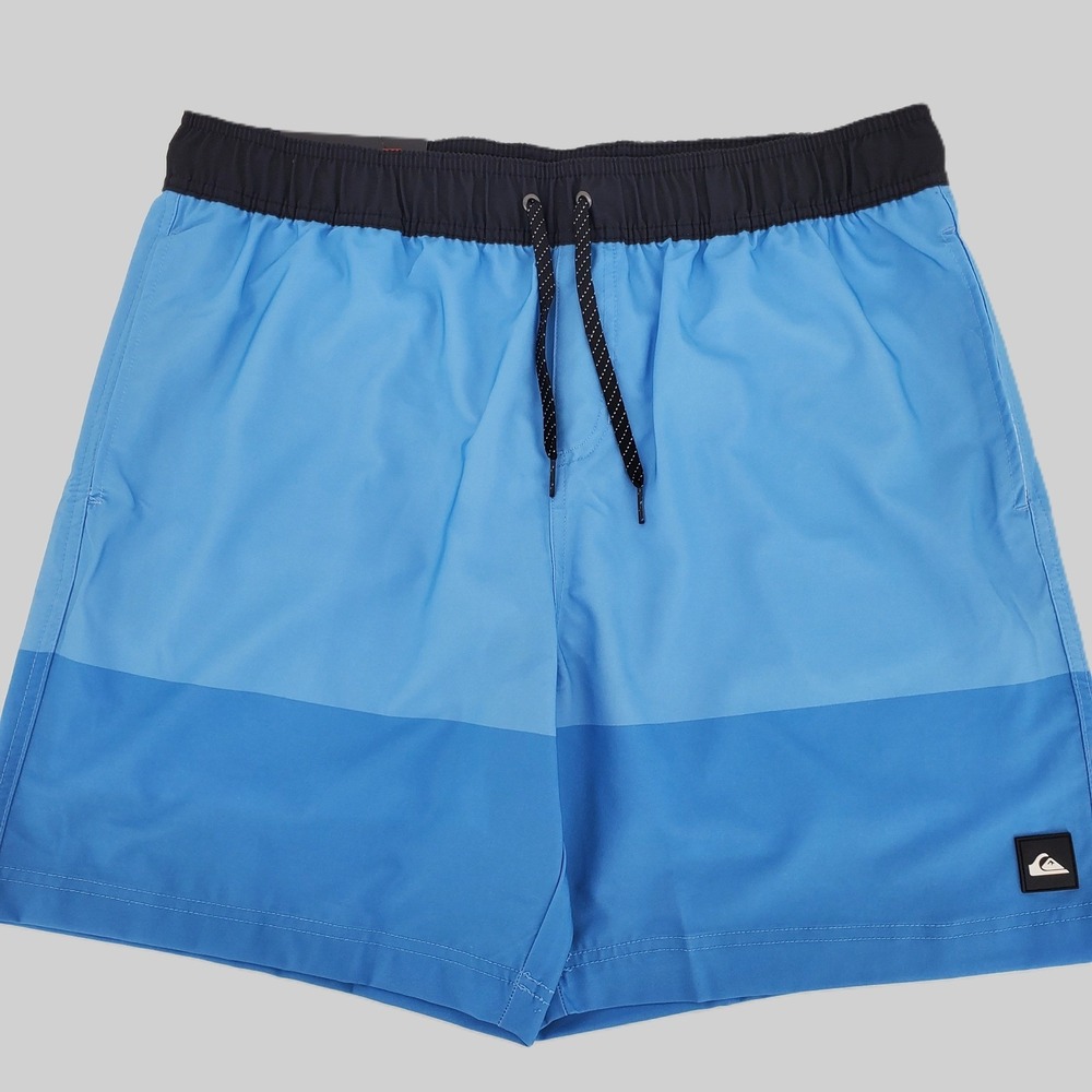Quiksilver Mens Large Board Shorts Colorblock Quick Dry Stretch Blue Pockets New
